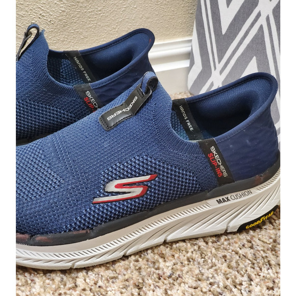 Skechers Slip‑Ins Max Cushioning Walking Shoes Men’s 11 Navy Goodyear Sole - Picture 8 of 12